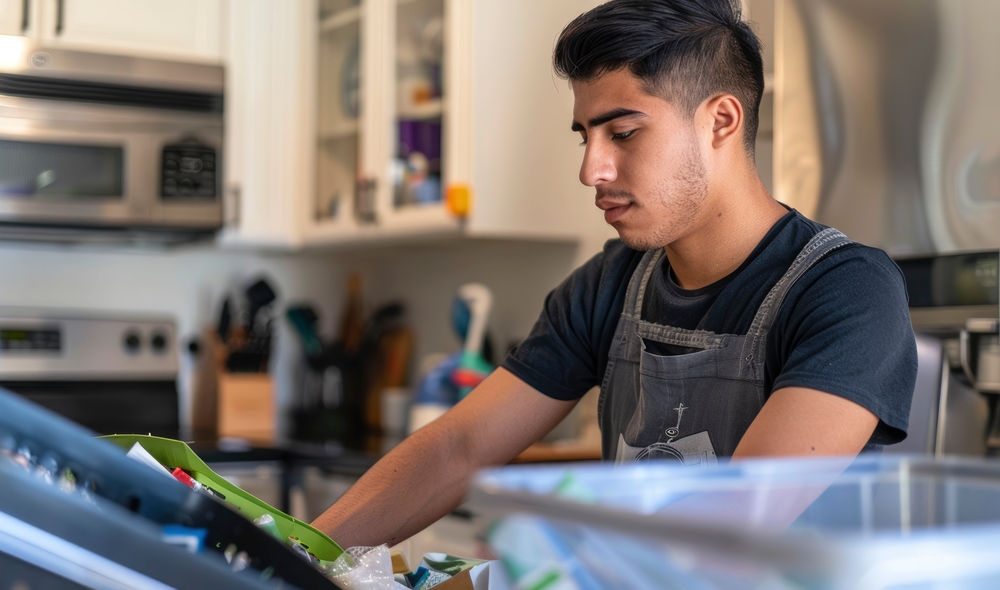 Photorealistic man doing house chores