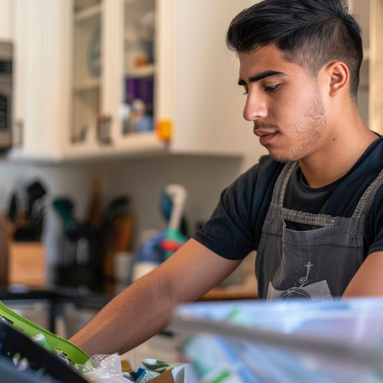 Photorealistic man doing house chores
